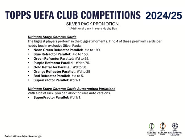 SOCCER 2024-25 TOPPS UEFA CLUB COMPETITION HOBBY BOX（送料無料）