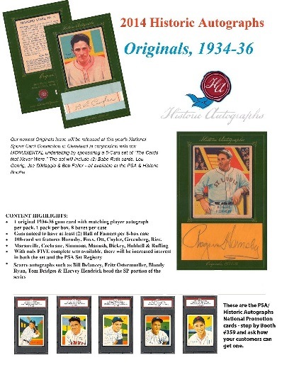 2014 HISTORIC AUTOGRAPHS ORIGINALS 1934-36