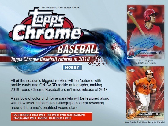 MLB 2018 TOPPS CHROME BASEBALL HOBBY BOX