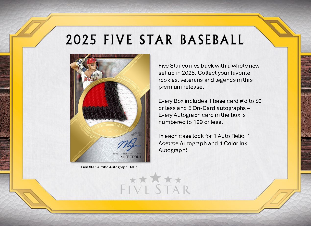 MLB 2025 TOPPS FIVE STAR HOBBY BOX（送料無料）