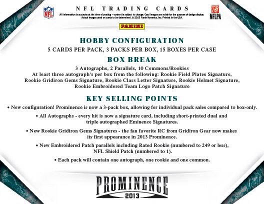 뢣NFL 2013 PANINI PROMINENCE FOOTBALL