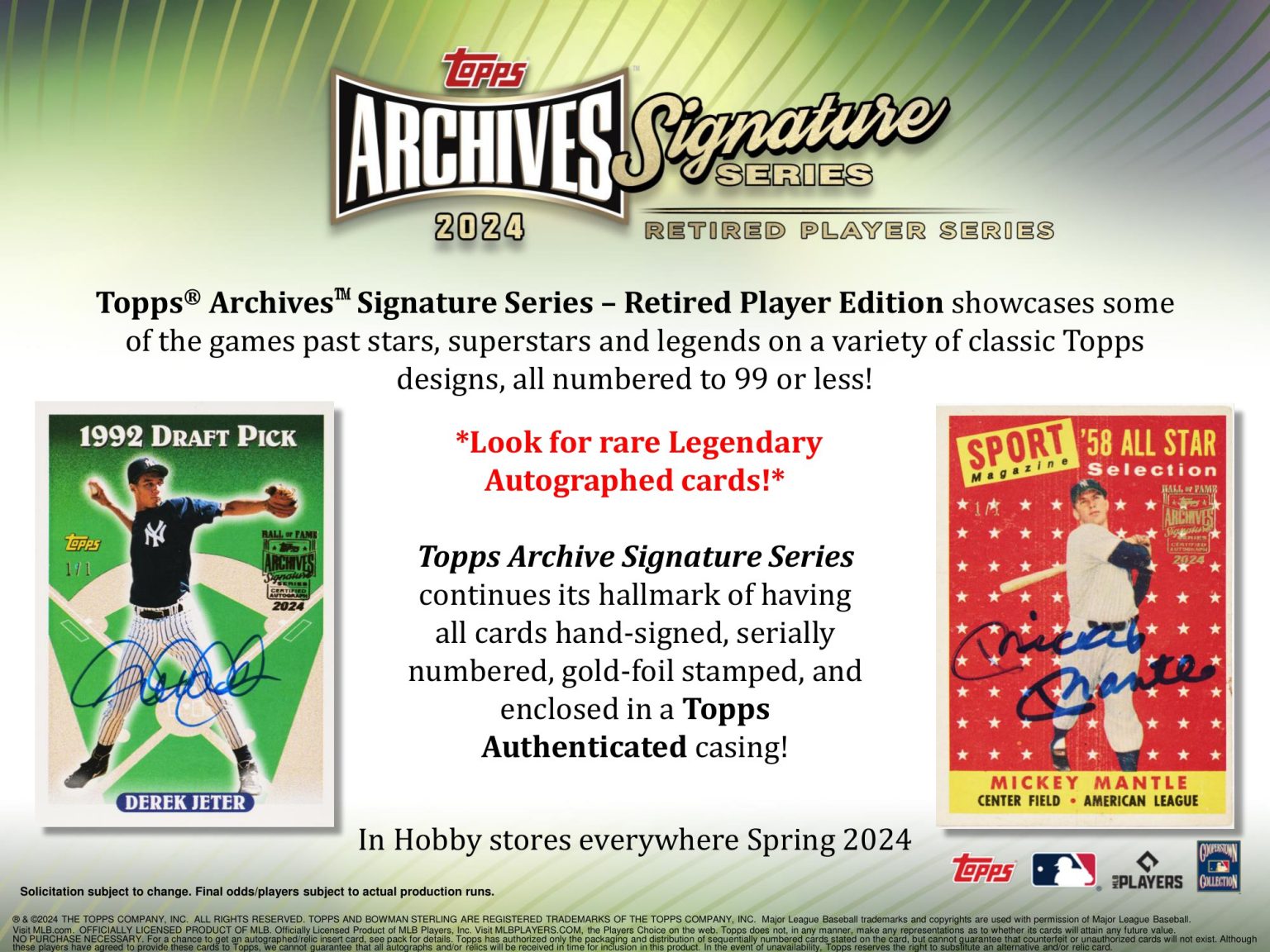 MLB 2024 TOPPS ARCHIVES SIGNATURE SERIES -RETIRED PLAYER EDITION 