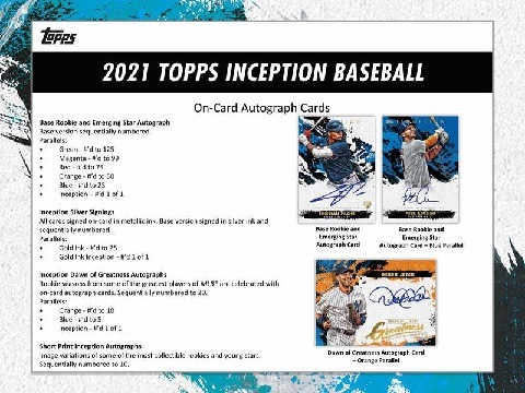 MLB 2021 TOPPS INCEPTION BASEBALL