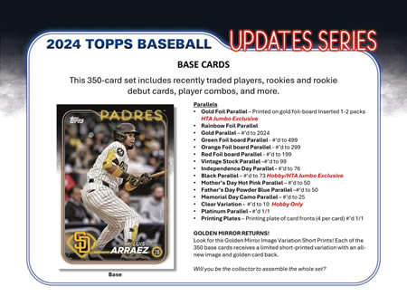 MLB 2024 TOPPS UPDATE SERIES JUMBO BOX