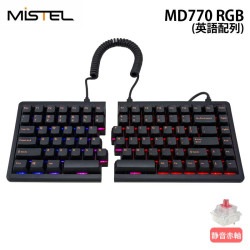 【再生品・保証なし・箱無し】【訳あり】Mistel Barocco MD770 RGB 有線 キーボード 英語 US 配列 静音赤軸 OML-MD770R-U-SR/BK ［プリンストン直営］