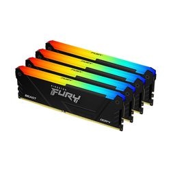 キングストン FURY Beast DDR4 RGBシリーズ ブラック 64GB (16GB×4枚組） DDR4-3200 CL16 DIMM (Kit of 4)  288pin ゲーミングメモリ KF432C16BB12AK4/64 ［プリンストン直営］