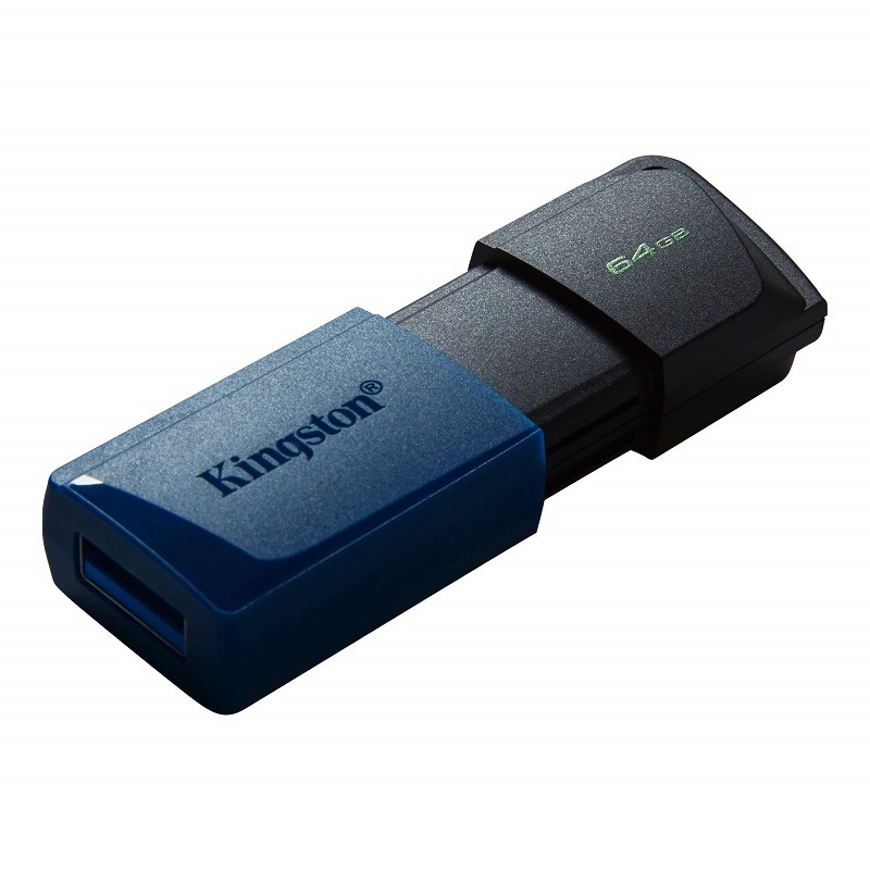 キングストン DataTraveler Exodia M USB フラッシュドライブ 64GB ブルー/ブラック スライド式 USB3.2
