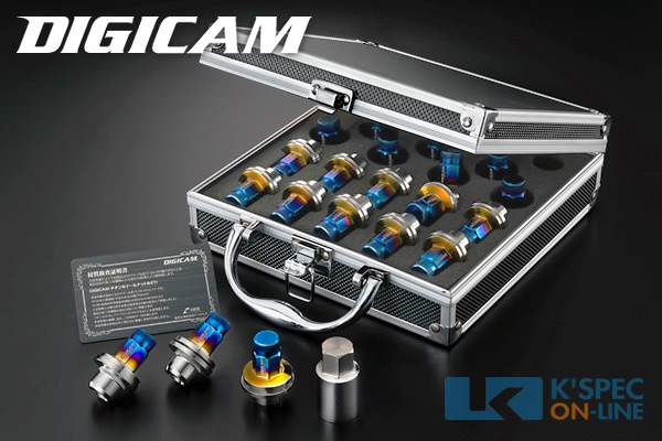 DIGICAM/デジキャン チタンレーシングナット 20本セット トヨタ純正 7角袋タイプ 43.5mm/ローレット　M14×P1.5 品番：TNF15-M1420 DIGICAM チタンレーシングナット 20本セット トヨタ純正 7角袋タイプ