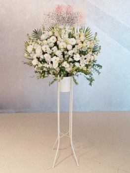 ホワイト系　スタンド花　1段　税込　16500円　1187st1-15001|スタンド花　1段|全国手配　スタンド花