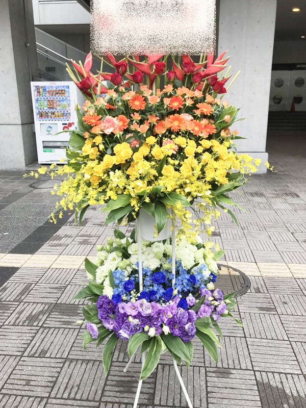 ピンク＆イエロー系 スタンド花 1段