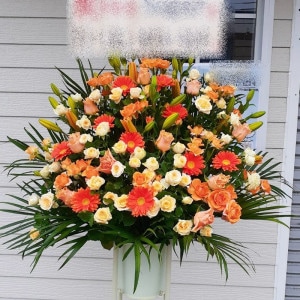 オレンジ系　スタンド花　1段　税込　17000円　1187st1-16032|スタンド花　1段|全国手配　スタンド花