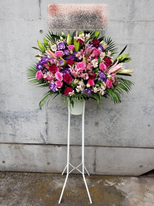 ピンクパープル系 スタンド花 1段 税込 22000円 1187st1-16044