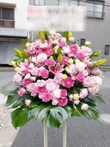 ピンク系　スタンド花　1段　税込　16500円　1187st1-16088|スタンド花　1段|全国手配　スタンド花