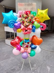 BST1-11870001　エリア限定商品！東京・神奈川・千葉・埼玉（詳しくはご確認ください）　おまかせカラーミックス　アルミ入り　バルーン　スタンド花2段|地域限定バルーンスタンド花|地域限定バルー
