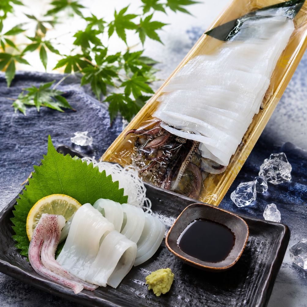 白いか 姿造り お刺身用（冷凍）中サイズ/大サイズ 1杯 ゲソは炙りにしてあります 山陰沖 兵庫県産  ケンサキイカ 白イカ シロイカ ケンサキ けんさき 剣先 白 イカ いか 烏賊 剣先イカ けんさきいか シロイカ