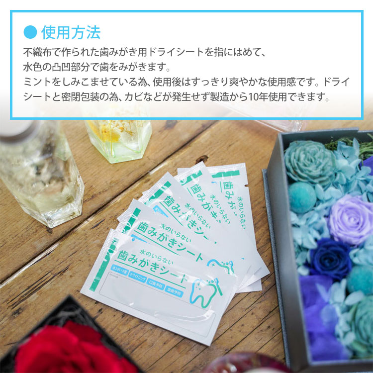水のいらない 歯みがきシート 100枚入り 長期保存 指サック型 10年保存 歯磨き 歯周病 虫歯 口臭 予防