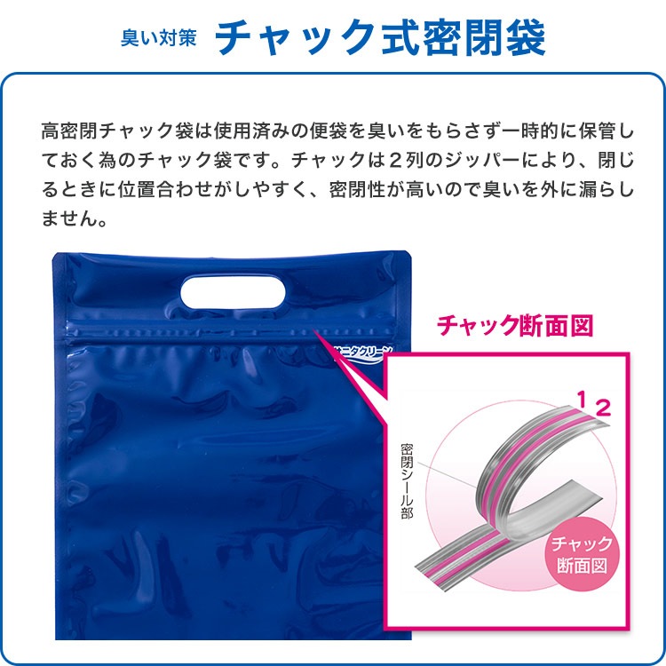 臭いが漏れない 高密閉チャック袋 小サイズ  BS-153 サニタクリーン ダブルチャック 非常用トイレ 蓄便袋