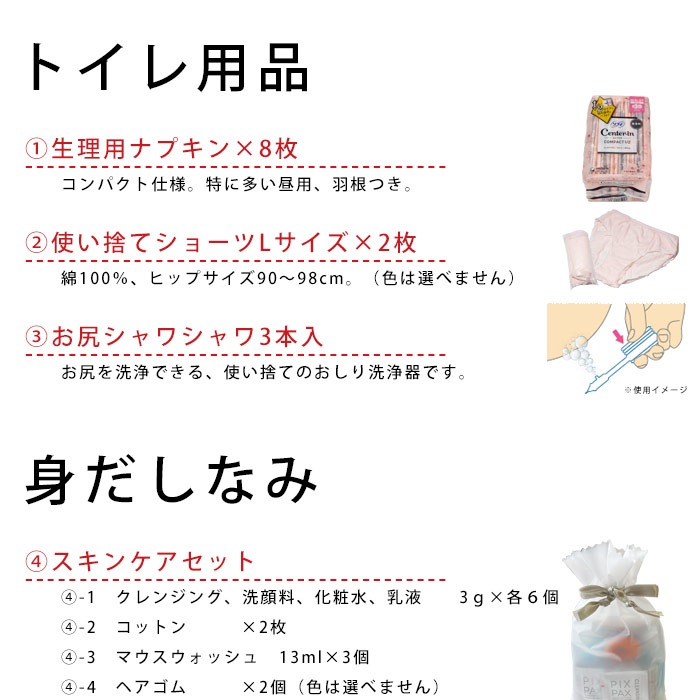 女性用のための衛生用品セット 災害用レディース9点セット  防災セット 女性用セット 衛生用品 スキンケア 清潔　ご注文後2週間程度でお届け