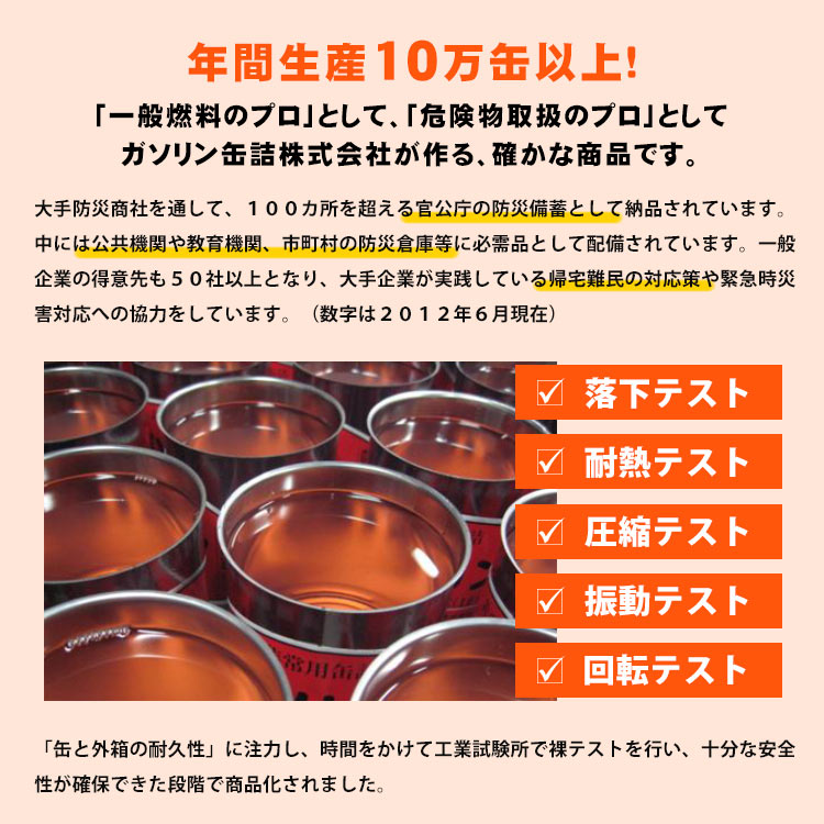 ガソリンの缶詰 レギュラー 1リットル×18缶 長期保存 密閉 燃料 お取り寄せ商品 