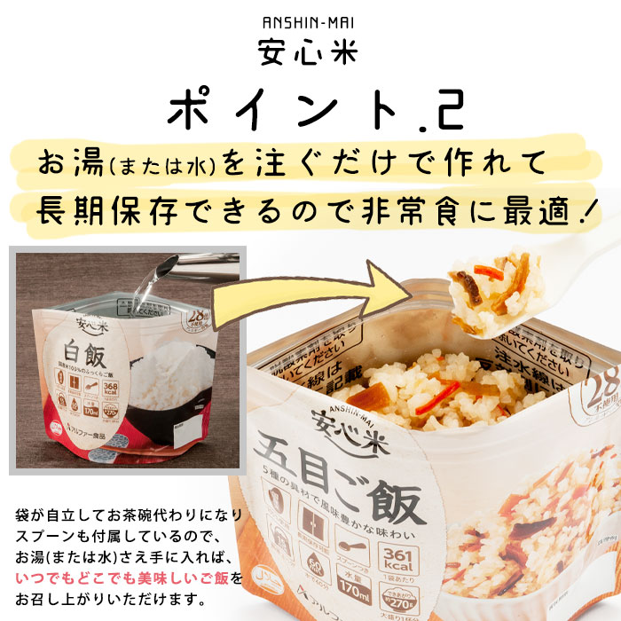 非常食アルファ米 安心米 白飯 100ｇ アルファー食品[M便 1/4]