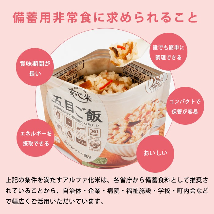 非常食アルファ米 安心米 白飯 100ｇ アルファー食品[M便 1/4]