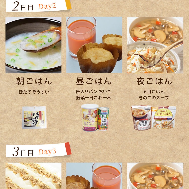 非常食 約10食 5年保存 3DAYS非常食セット 3日分＋αの保存食セット スリーデイスセット 氷砂糖賞味期限　2028年8月迄