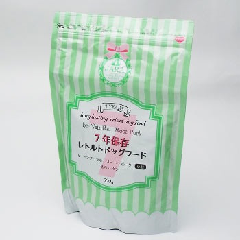 7年保存レトルトドッグフード ルート・ポーク小粒 500g ビィ・ナチュラル 保存料等不使用 全年齢対応 防災備蓄用 動物