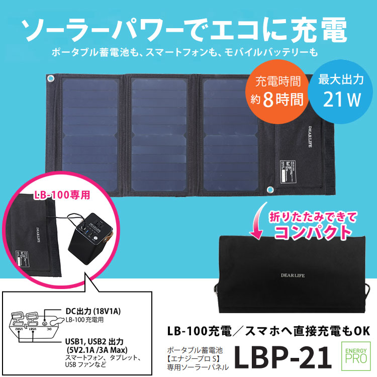 非常用電源 エナジープロ専用 ソーラーパネル 21W LBP-21 ライノプロダクツ LB-100