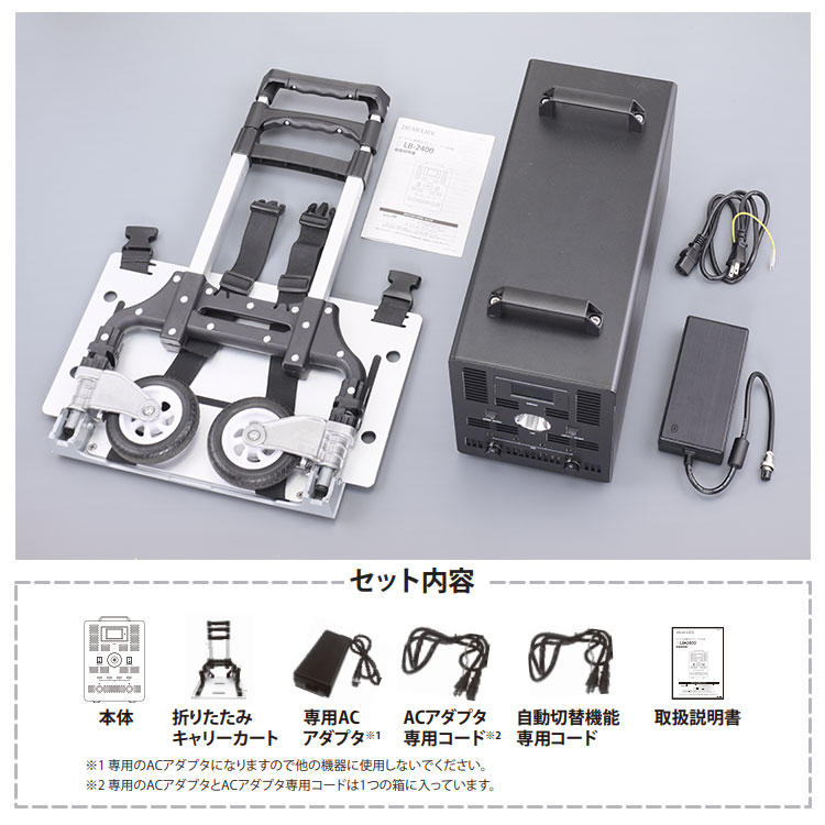 非常用電源 大容量 ポータブル蓄電池 エナジー プロ Neo LB-2400 蓄電容量2400Wh 自動切替 ライノプロダクツ