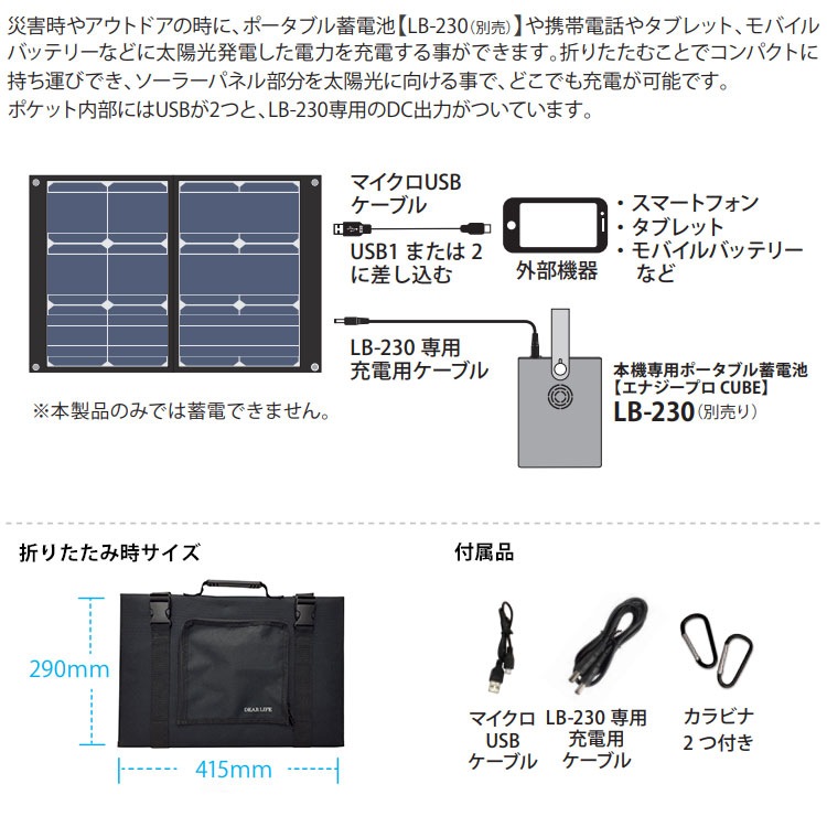 非常用電源 エナジープロ専用 ソーラーパネル 40W LBP-40 ライノプロダクツ LB-230