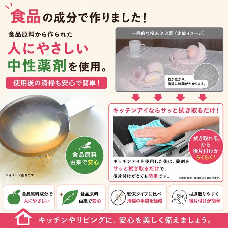 住宅用消火器 キッチンアイ 日本製 モリタ宮田工業 食品由来 中性薬剤 Non-PFAS おしゃれ 消火器 家庭用 初期消火 防災 MVF1HBシリーズ