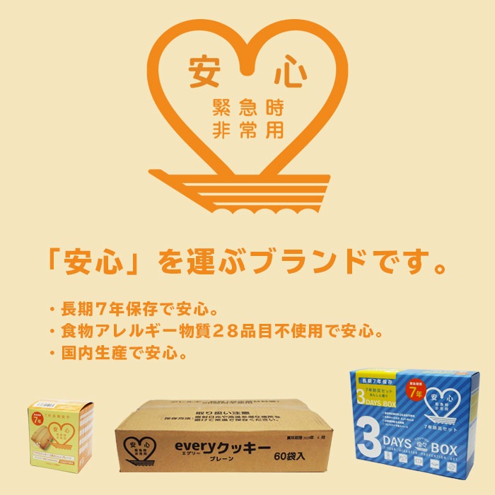 7年保存 あんしん優々3DaysBox 3日分セット 防災セット 避難セット アレルギー対応 28品目不使用 スリーデイズ ボックス