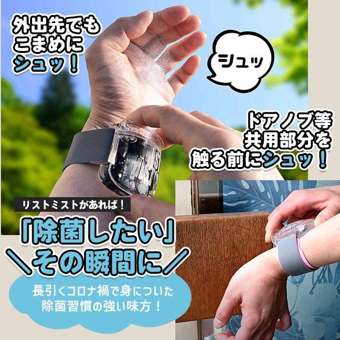 リストミスト 腕時計型除菌スプレー いつでも どこでも すぐ除菌できる 正規代理店 リストバンド 専用補充ボトル付き