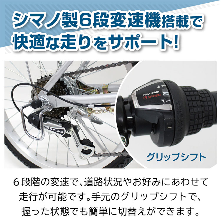 折畳み自転車 20インチ アクティブプラス ノーパンク20インチ折畳み自転車 FDB206SL 6段変速 MG-AP206NL シルバー