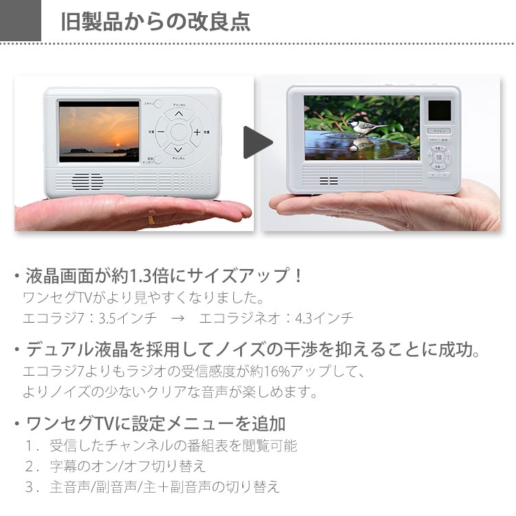 エコラジネオ　TLM-ETR017W 多機能防災ラジオ エコラジネオ TLM-ETR017 – 総合通販のテレ