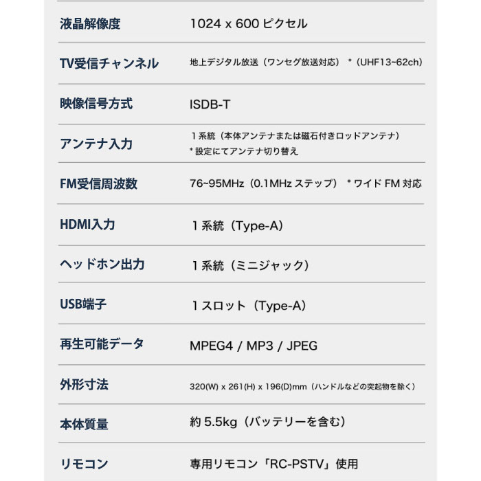 非常用バッテリー 10インチテレビ搭載ポータブル電源 WizzPowerStationTV PSTV-60 パワーステーション TV ラジオ
