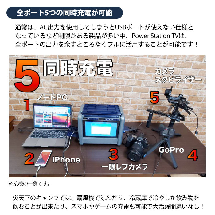 非常用バッテリー 10インチテレビ搭載ポータブル電源 WizzPowerStationTV PSTV-60 パワーステーション TV ラジオ