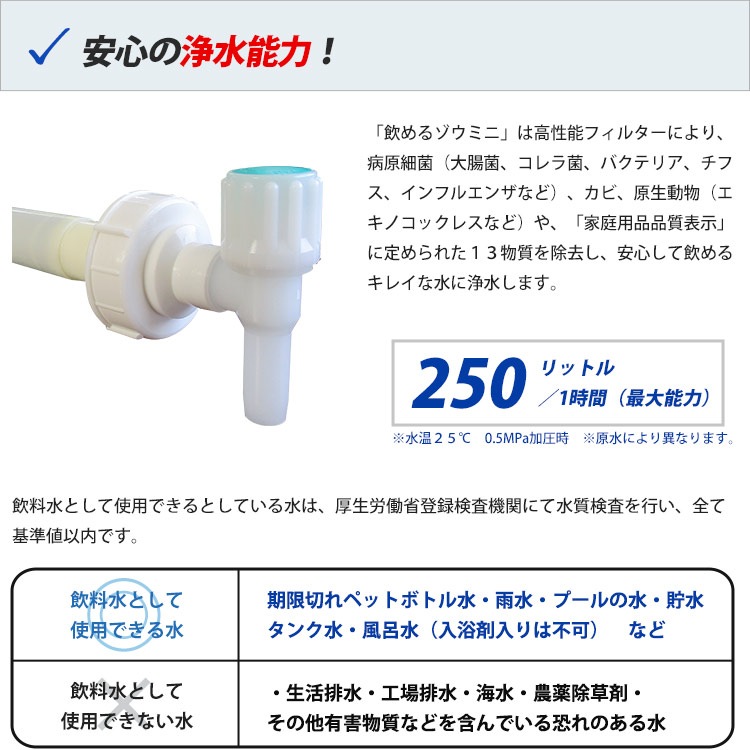 非常用浄水器 ミヤサカ工業 コッくん飲めるゾウ スリム MJSL-01 12L 非常用浄水器 大型MF中空糸膜フィルター コンパクト Slim