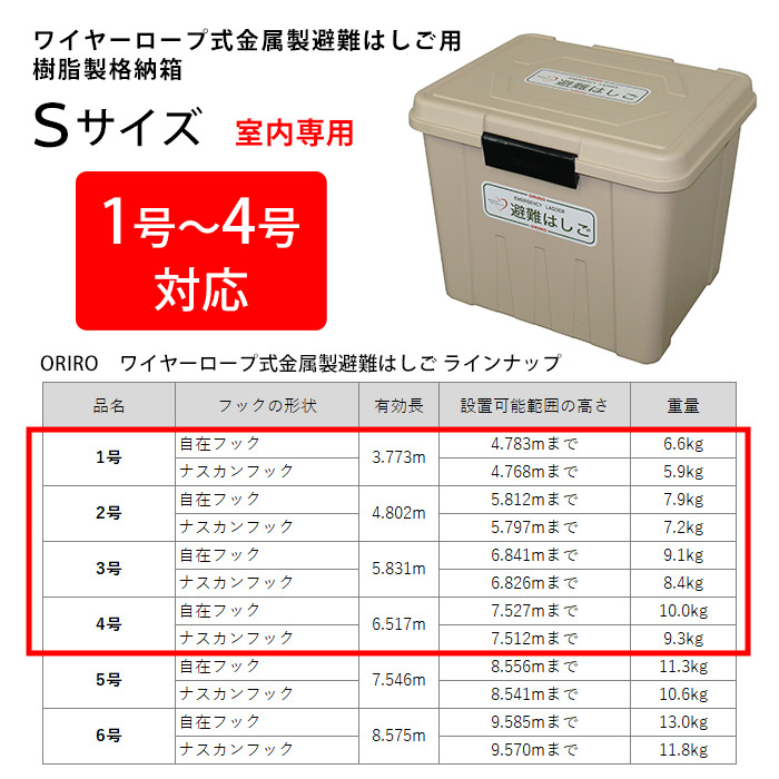 ORIRO 避難はしご収納BOX 付き　⒌6m ORIRO 避難はしご収納BOX 付き⒊6m
