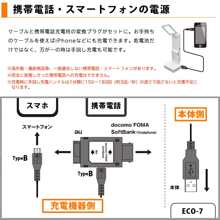KOBAN 備蓄多機能LEDランタン ECO-7 長期保存 スーパーキャパシタ 太知ホールディングス ラジオライト