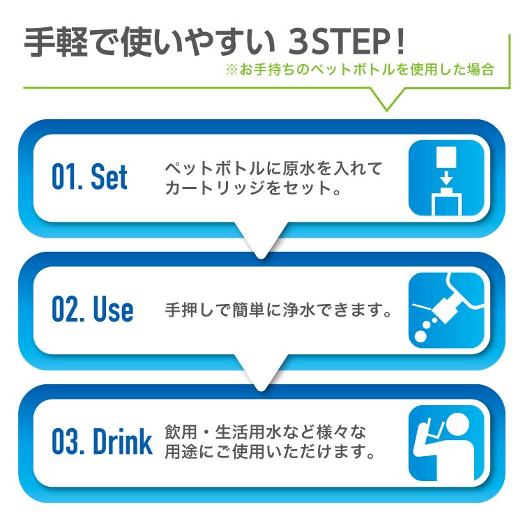 浄水器 デリオス・カートリッジ SD9C-2 ペットボトル対応 コンパクト 携帯浄水器 簡単 ろ過 Delios