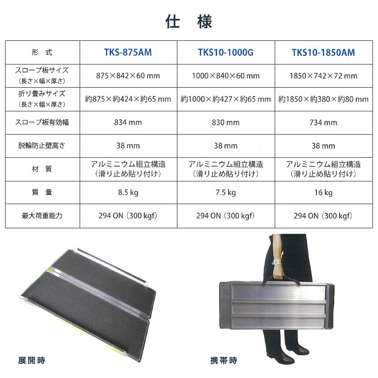 携帯スロープ 長さ875×幅842×厚さ60mm FKS-875AM 泰平電機 アルミスロープ バリアフリー 段差解消