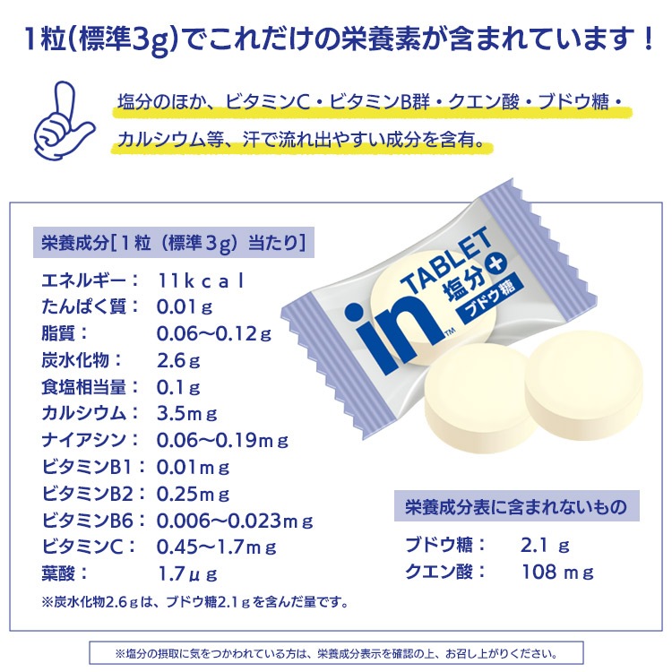 森永製菓 inタブレット 塩分プラス 大容量500g 塩分補給 タブレット 個包装 ビタミンC B群 クエン酸 配合 熱中症対策 スポーツ イベント