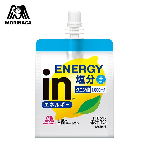 森永 inゼリー エネルギーレモン 180g 熱中症対策 クエン酸1000mg 塩分補給 飲みやすいゼリー【賞味期限2025年12月迄】
