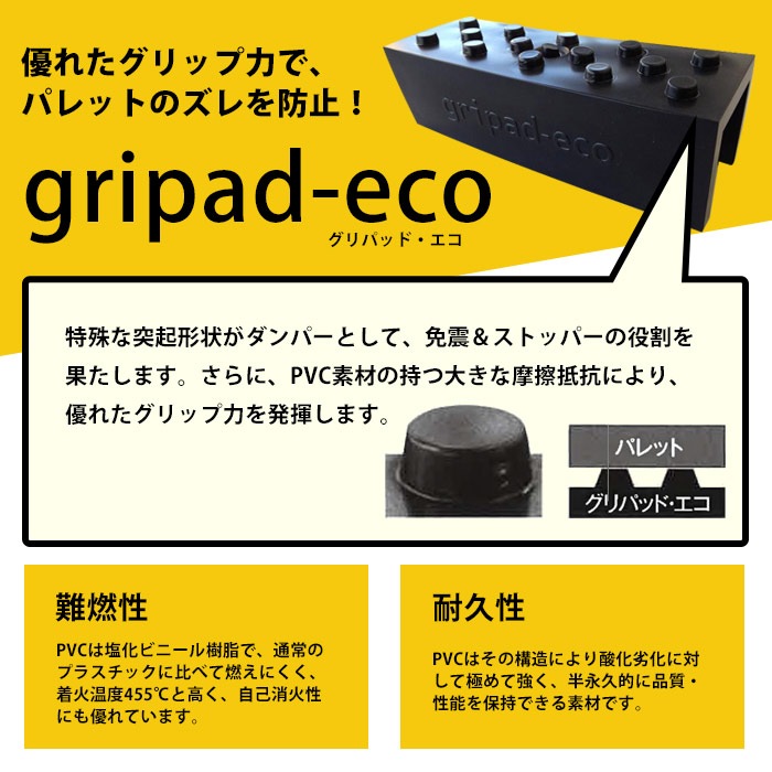 耐震ストッパー gripad-eco® S 50 5個入り グリパッドエコ ネステナー用 ポリエチレン 日本製 倉庫 現場 物流