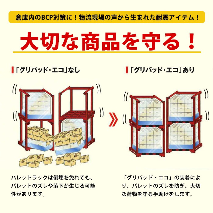 耐震ストッパー gripad-eco® S 50 5個入り グリパッドエコ ネステナー用 ポリエチレン 日本製 倉庫 現場 物流