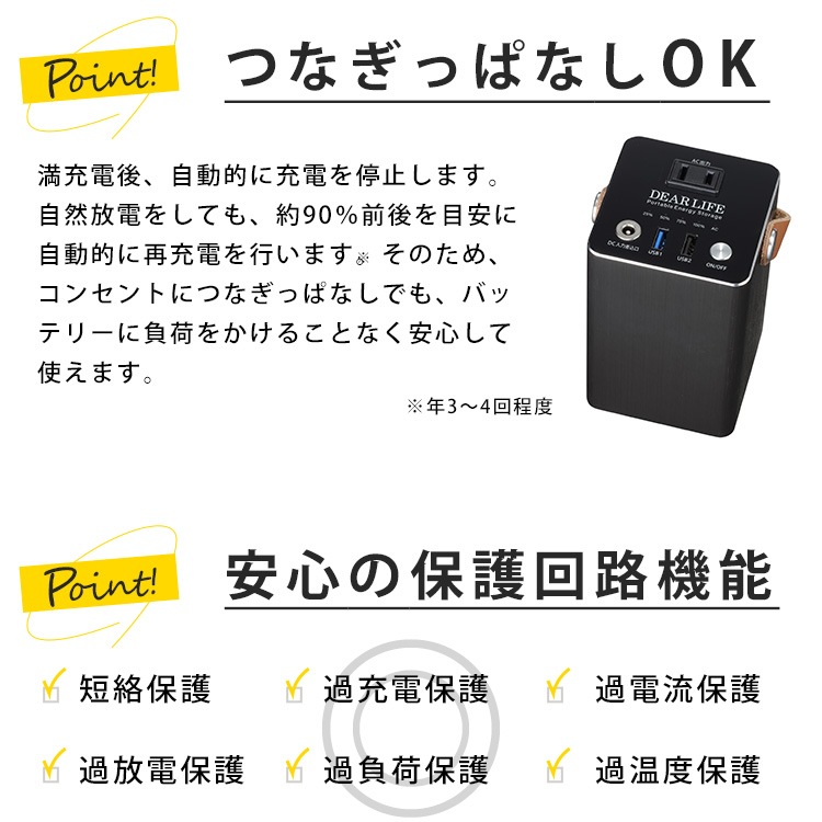 非常用電源 ポータブル蓄電池 エナジー プロ S LB-100 正弦波 蓄電容量103Wh コンパクト ライノプロダクツ