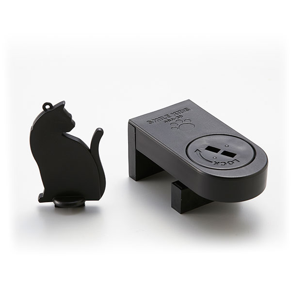 見本品　アニマルロックブラック　オーダー受付中 ねこの防犯窓ロック ABA-30 ｜ あんしんの殿堂 防災館