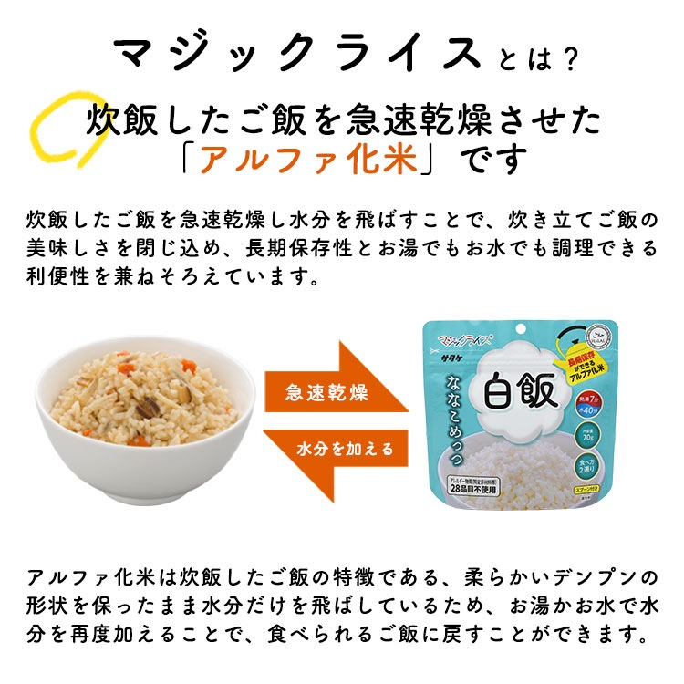 非常食 アルファ米 ななこめっつ 梅昆布ご飯 70g サタケ マジックライス  [M便 1/4]