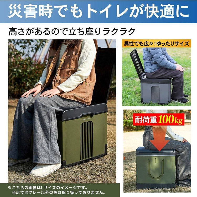 プラスチック製組み立て式トイレS グレー P0218EPTWS-GRY 耐荷重100kg 頑丈 災害時 アウトドア用 簡単トイレ 簡易トイレ 非常用トイレ 便袋 スペア袋